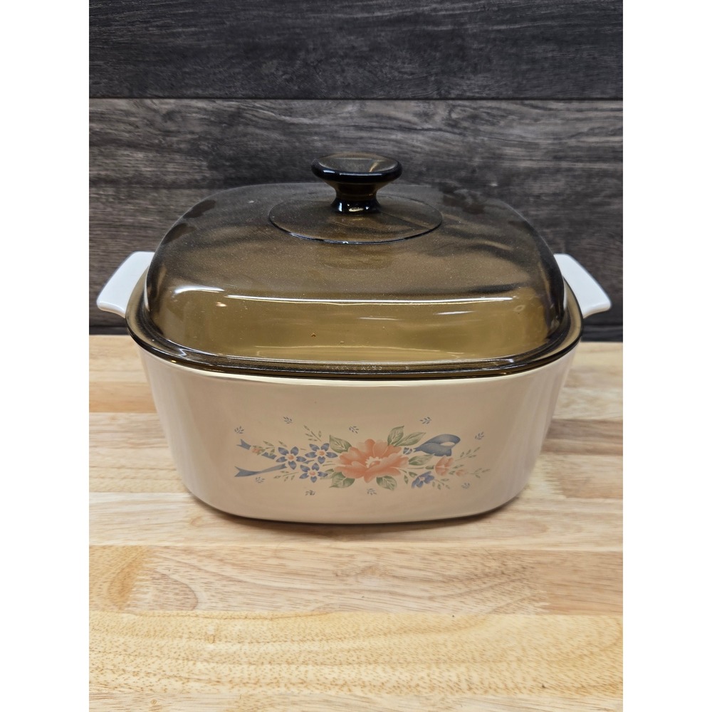 Corning Ware English Meadow 5 Liter Casserole Dish A-5-B with Pyrex Lid A-12-C